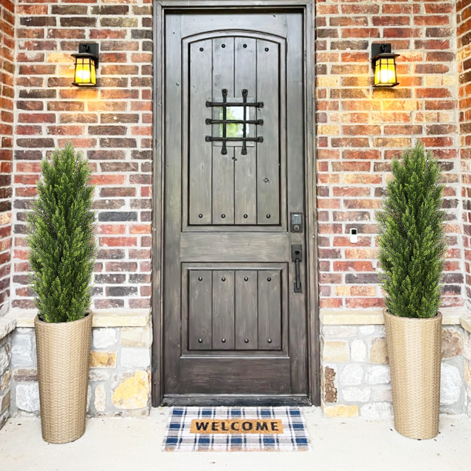 Christmas Like Artificial Cedar Cypress Plants Faux Boxwood Pine Greenery Trees Plantas Artificiales For Decor Green Plastic