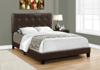 Bed, Full Size, Bedroom, Upholstered, Brown Leather Look, Transitional Brown Foam Faux Leather