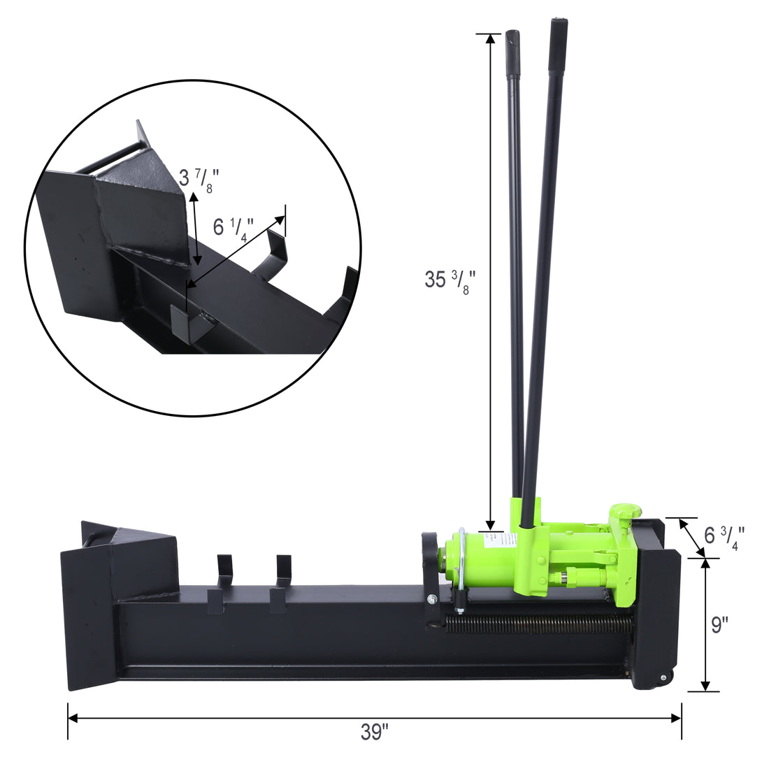 10 Ton Horizontal Log Splitter Wood Cutter Manual Hydraulic 2 Speed Wheel Hydraulic Log Splitter: Durable Manual Wood Splitter With Horizontal Full Steel Beam, Labor Saving Machine Stable And Safe Blackish Green Steel