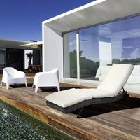 Outsunny Wicker Chaise Lounge Pool Chair, Outdoor Pe Rattan Cushioned Patio Sun Lounger W 5 Level Adjustable Backrest & Wheels For Easy Movement, Cream White Cream White Rattan