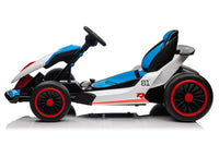 Ride On Go Kart For Kids, 24V7Ah Battery 150W*2 Motors, High Speed Drifting Car, Forward And Backward, Bluetooth, Slow Start Function,High Low Speeds,Music,Mp3,Usb, Horn,Max Load 110Lbs Blue Abs