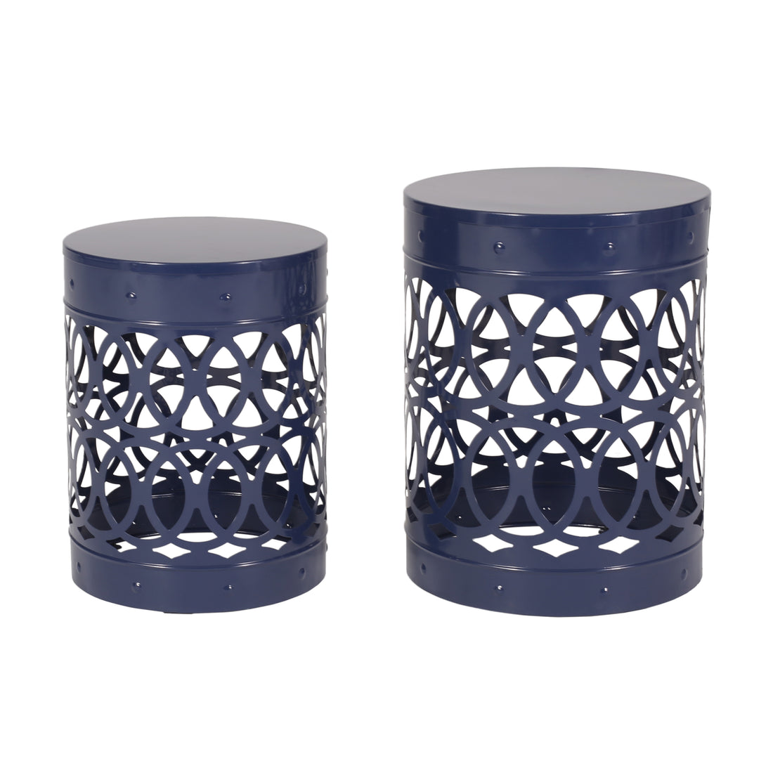 Metal S 2 End Table Navy Blue Iron