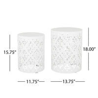 Metal S 2 End Table White Iron