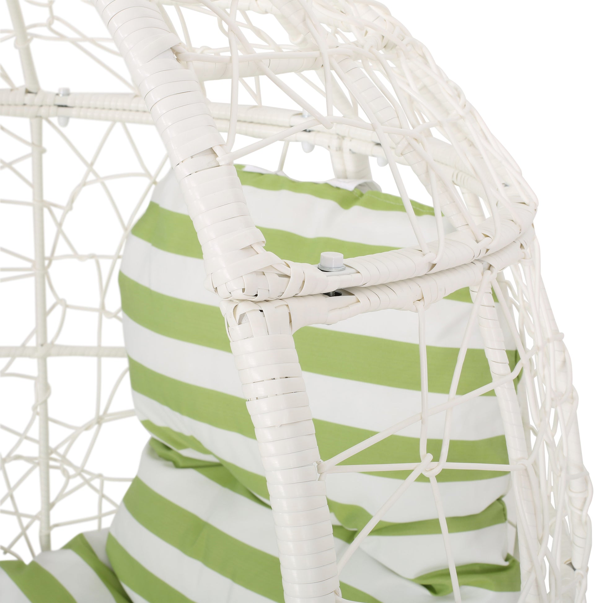 Gianni Teardrop Chair White Green Pe Rattan Iron Waterproof Fabric