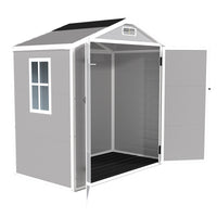 6X6 Ft Storage Shed, Waterproof Resin Outdoor Storage Shed With Floor & Window & Lockable Doors And Vents, Tool Shed For Bike, Garden, Backyard,Lawn, All Weather Use, Light Grey Gray Primary Living Space Polypropylene