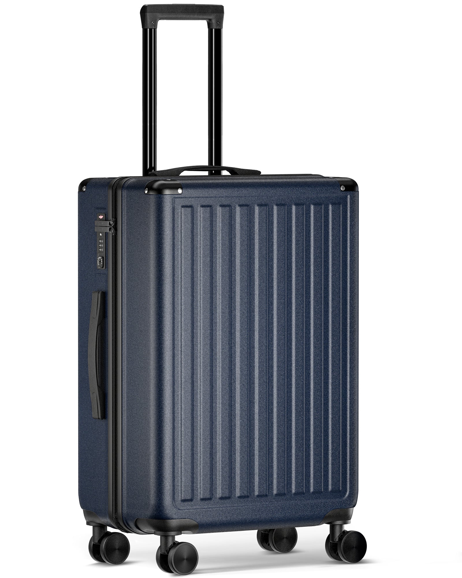 24 Inch Checked Travel Luggage With Tsa Lock&Spinner Wheels, Abs Pc Hardside Lightweight Suitcase Blue Abs Pc