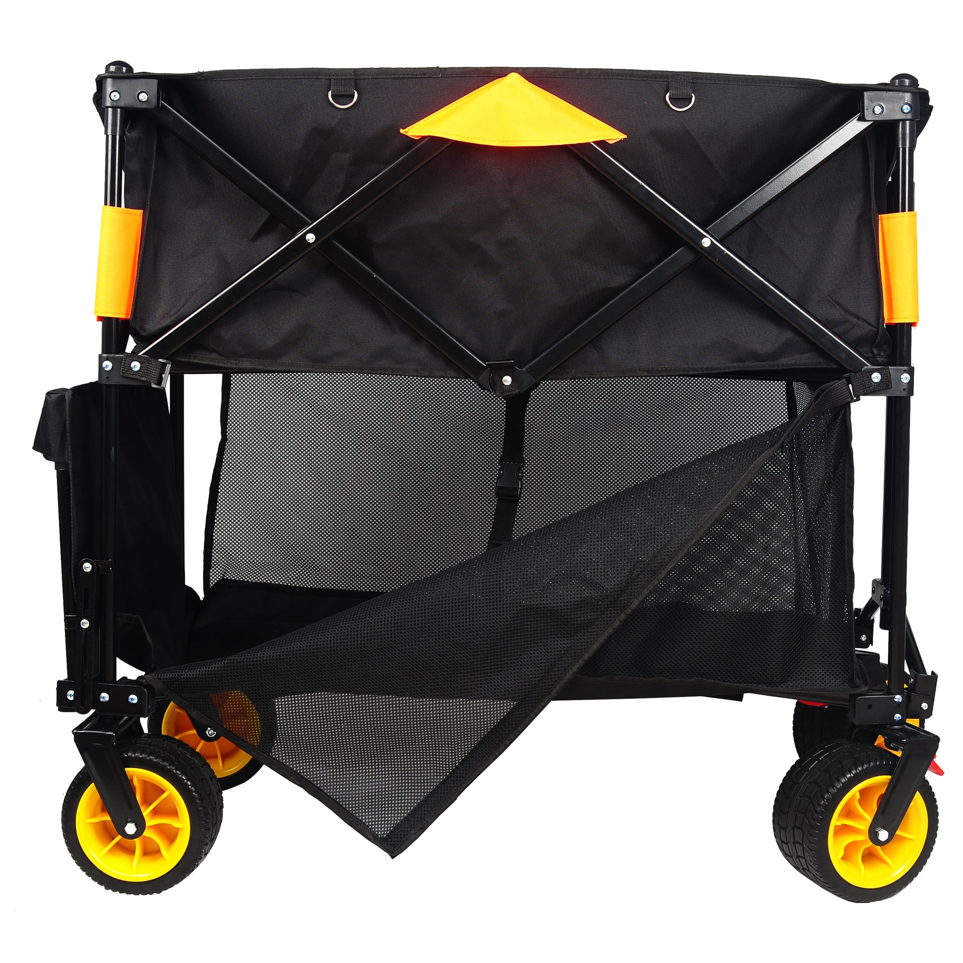 Big Large Capacity Folding Cart Extra Long Extender Wagon Cart Folding Wagon Garden Shopping Beach Cart Black Orange Black Garden & Outdoor Iron,Oxford Fabric