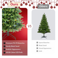 6.5Ft Artificial Christmas Tree Prelit Pe&Pvc With Metal Stand,450 Bi Colour Led Lights,1791 Branch Tips Green Everett Balsam Tree Easy Assembly For Indoor,Home 50 X 50 X 90 Inches Green Pvc
