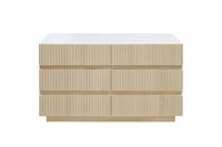 Fluted 6 Drawers Dresser ,Double Dresser Chest Of Drawers, 47.24" Modern Chest Of Drawers With Led ,Drawer Organizer For Bedroom, Living Room, Hallway Natural Primary Living Space Modern Particle