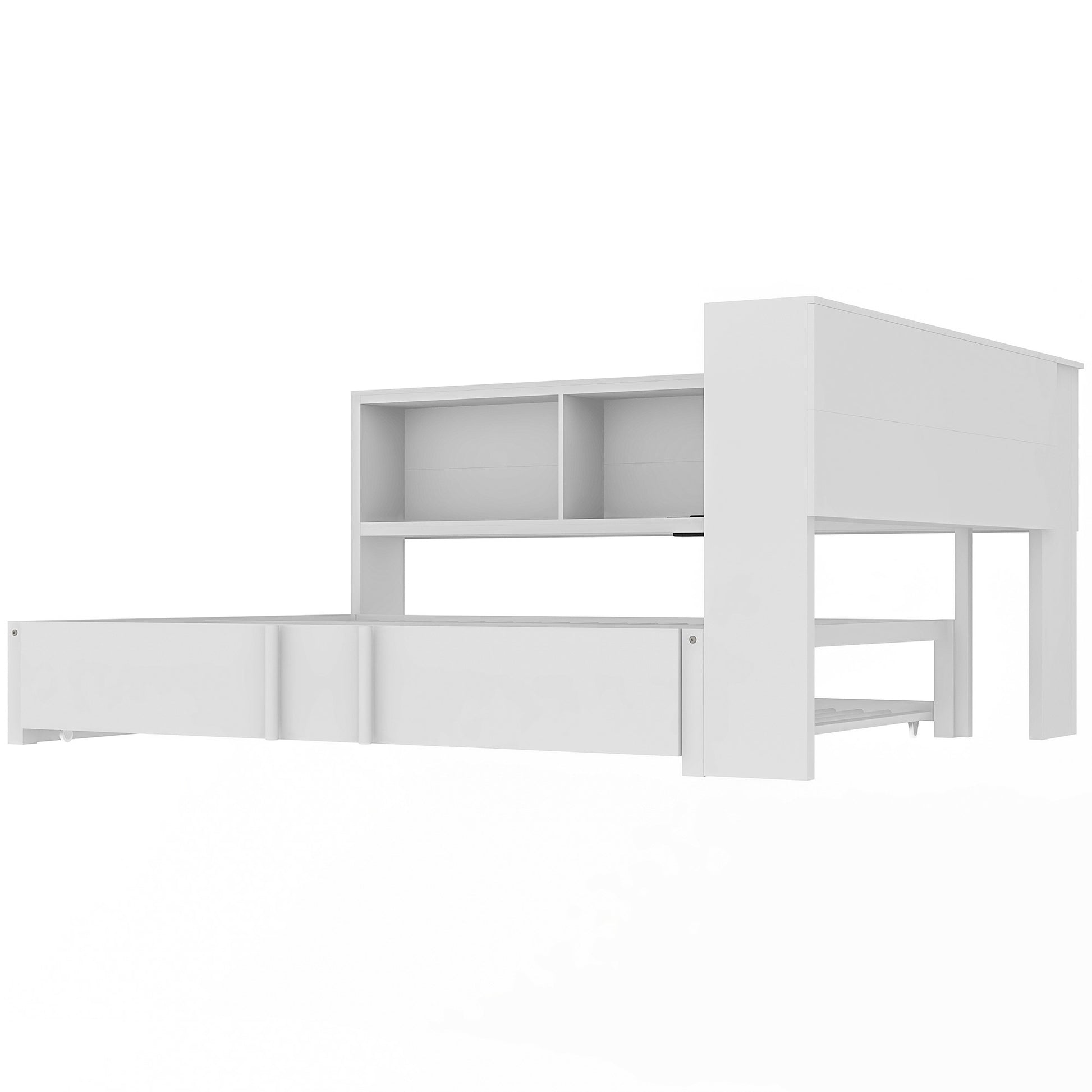 Metal Full Size Daybed With Trundle, Storage Cabinets And Usb Ports, White Full White Metal