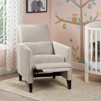 Push Back Recliner Light Grey Fabric