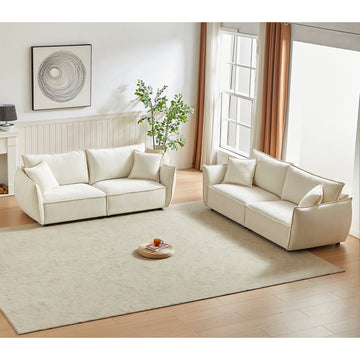 3 Seater 3 Seater Combo Sofa Modern Living Room Sofa, Linen Fabric Sofa, Wooden Frame With 4 Pillows, Apartment Sofa Furniture Beige Chenille Wood Primary Living Space Pine Foam Fabric 6 Seat