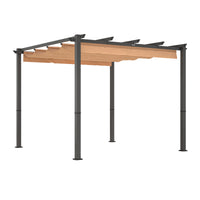 10' X 10' Aluminum Patio Pergola With Retractable Pergola Canopy, Backyard Shade Shelter For Porch, Outdoor Party, Garden, Grill Gazebo, Khaki Khaki Aluminium