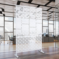 Outdoor & Indoor Privacy Screen Metal Privacy Screen 76" H 48" W, Freestanding Decorative Privacy Screen For Deck Balcony Patio, Privacy Fence Panels For Outside Lawn Garden Ps107 White White Steel