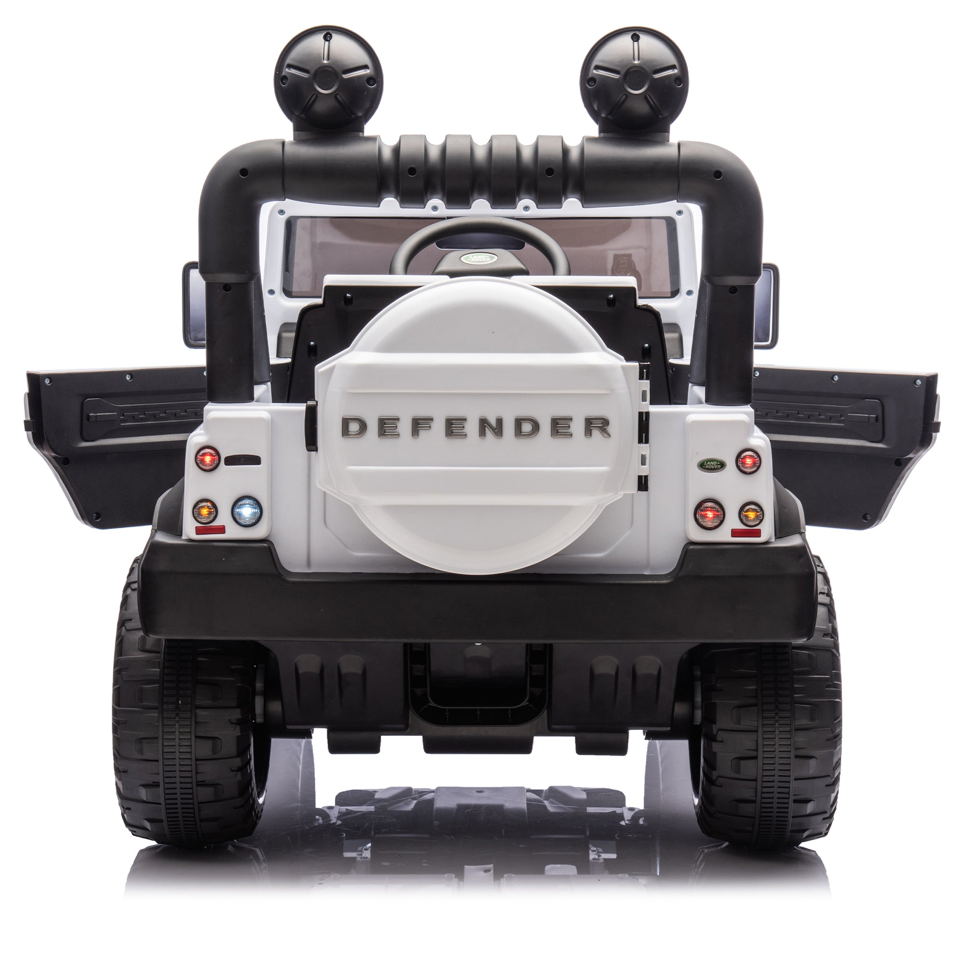 Licensed 2015 Land Rover Defender 90,24V Kids Ride On Xxl Car W Parents Control,2Wd,Four Wheel Suspension,Bluetooth,Mp3,Music,Power Display,Led Lights,Speeds 1.86 3.11Mph For Kids 3 7. White Polypropylene
