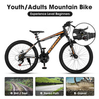 A24299 24 Inch Mountain Bike Bicycle For Adults Aluminium Frame Bike Shimano 21 Speed With Disc Brake Black Aluminium