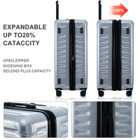 Luggage Sets Model Expandable Abs Pc 3 Piece Sets With Spinner Wheels Lightweight Tsa Lock 20 24 28 ,Silver Silver Abs Pc