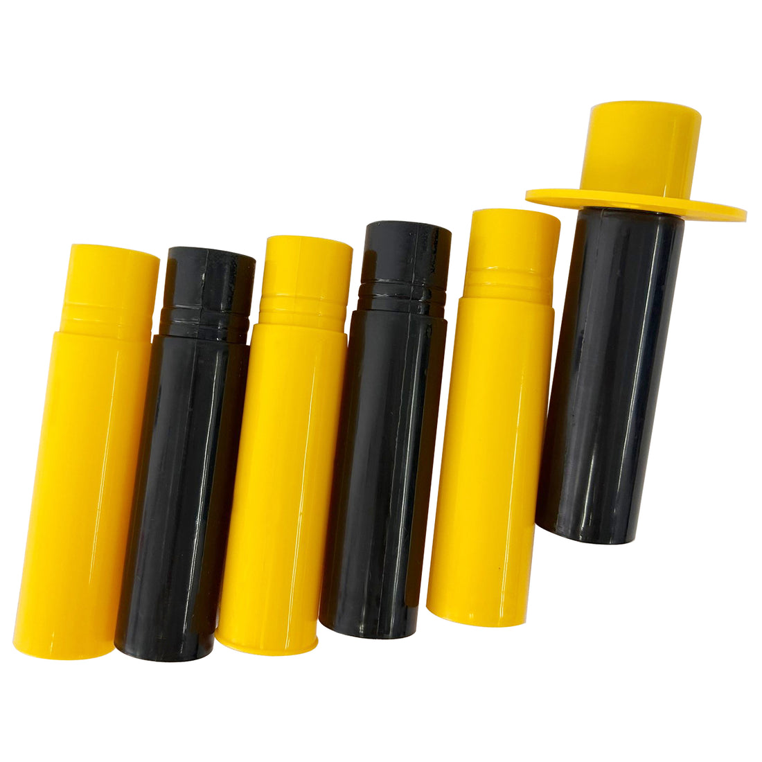 6 Pack Traffic Delineator Post Cones With Fillable Base, Adjustable Plastic Safety Barrier With 5Ft Plastic Chain, Outdoor And Indoor Crowd Control Stanchion For Traffic Control And Warning Y B Yellow Black Plastic