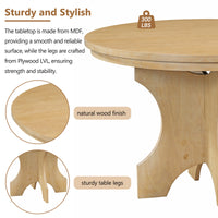 5 Piece Rustic Charm Round Dining Set With 3 Upholstered Chairs And Curved Bench For Dining Room, Kitchen And Living Room Natural Natural Rubber Wood