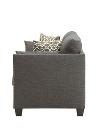 Light Charcoal Loveseat With 4 Pillows Grey Linen Wood Primary Living Space Loose Back Flared Arms Wood Fabric