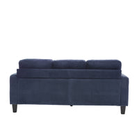 Velvet Sectional Couchl Shaped Sofa With Ottoman For Small Apartment Navy Velvet 3 Seat