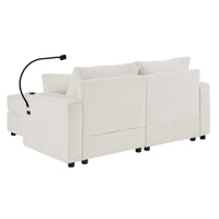 72.8" Modern Style Loveseat Sofa Sectional Sofa Couch With Storage Space, A Movable Ottoman, Two Usb Ports, Two Cup Holders, A Phone Holder For Living Room, Beige Beige Foam Corduroy 3 Seat