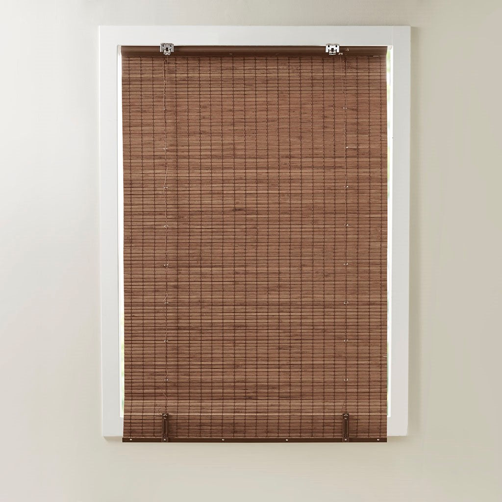 Bamboo Light Filtering Roman Shade 64"L Teak Bamboo