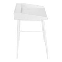 Computer Desk, Home Office, Laptop, Storage Shelves, 48"L, Work, White Laminate, White Metal, Contemporary, Modern White Particle Board