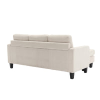 Velvet Sectional Couch Withl Shaped Sofa With Ottoman For Small Apartment Beige Velvet 3 Seat