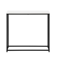 Accent Table, Console, Entryway, Narrow, Sofa, Living Room, Bedroom, White Laminate, Black Metal, Contemporary, Modern White Particle Board