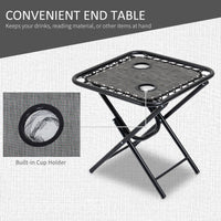 Outsunny Zero Gravity Chair Set With Side Table, Folding Reclining Chair With Cupholders & Pillows, Adjustable Lounge Chair For Pool, Backyard, Lawn, Beach, Gray Grey Steel