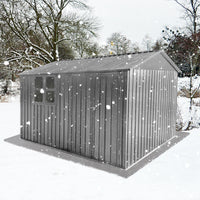 Metal Garden Sheds 10Ftx8Ft Outdoor Grey With Window Grey Metal