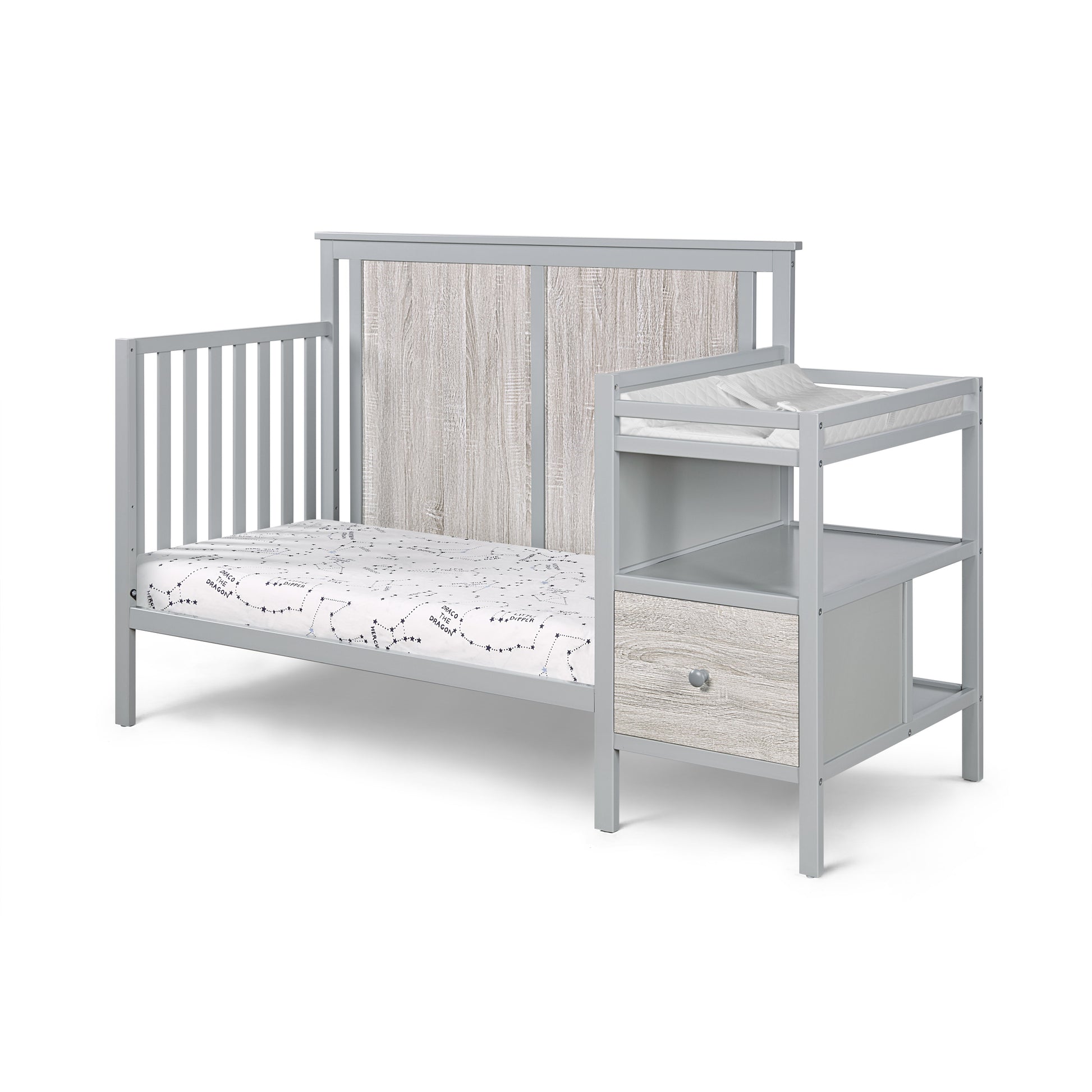 Connelly 4 In 1 Crib And Changer Combo Gray Rockport Gray Grey Wood