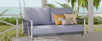 1 Piece Woven Rope Outdoor Swing Sofa With Soft Cushions Seating 2 For Patio, Courtyard And Balcony Light Grey Light Gray Woven Rope