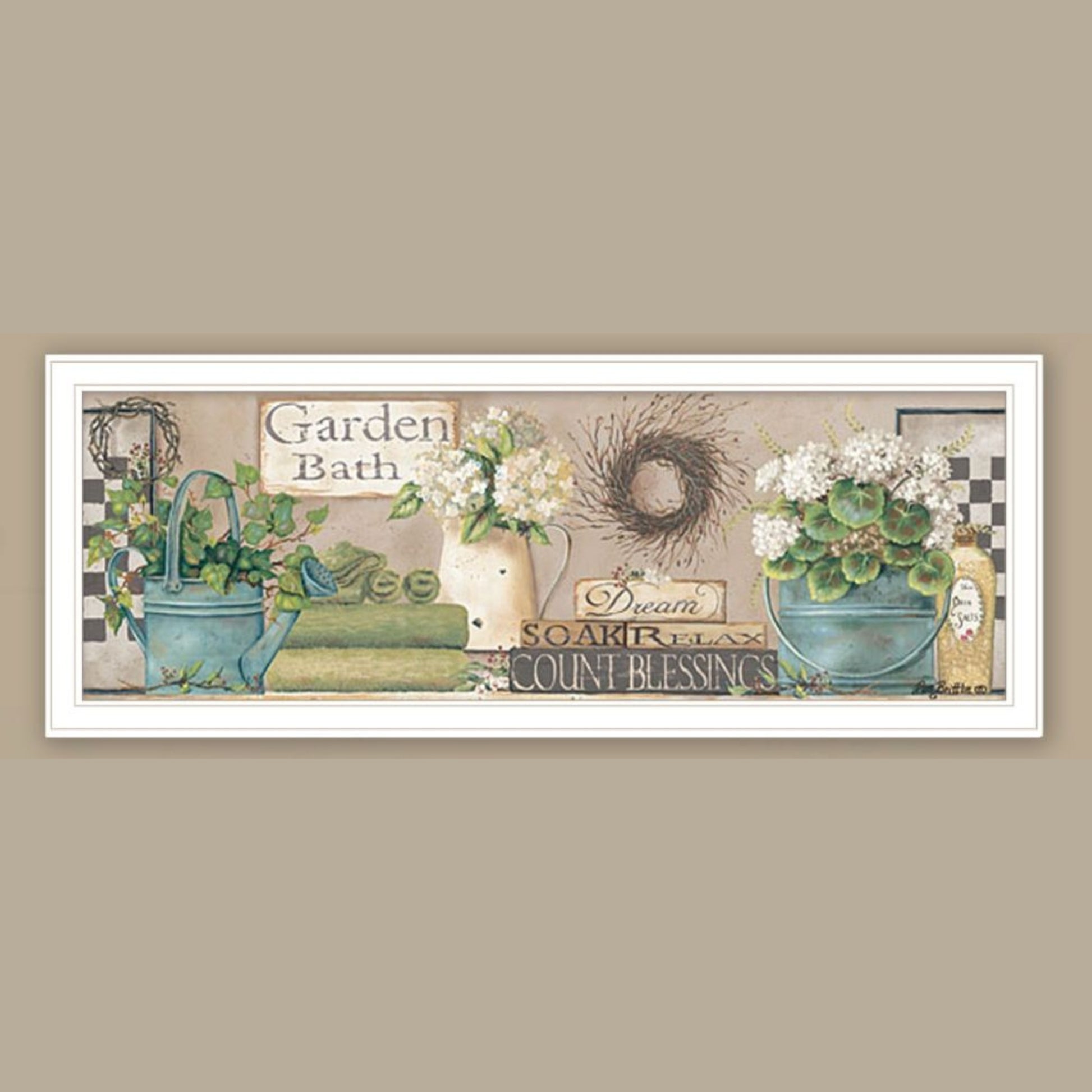 "Bath Time Dream, Soak And Relax" Framed Wall Art For Living Room, Wall Art Print For Home Decor, Bedroom Wall Art By Pam Britton Multicolor Wood Paper