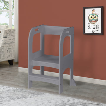 Child Standing Tower, Step Stools For Kids, Toddler Step Stool For Kitchen Counter,Gray Gray Mdf