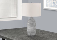 Lighting, 27"H, Table Lamp, Grey Resin, Ivory Cream Shade, Modern Grey Polyresin