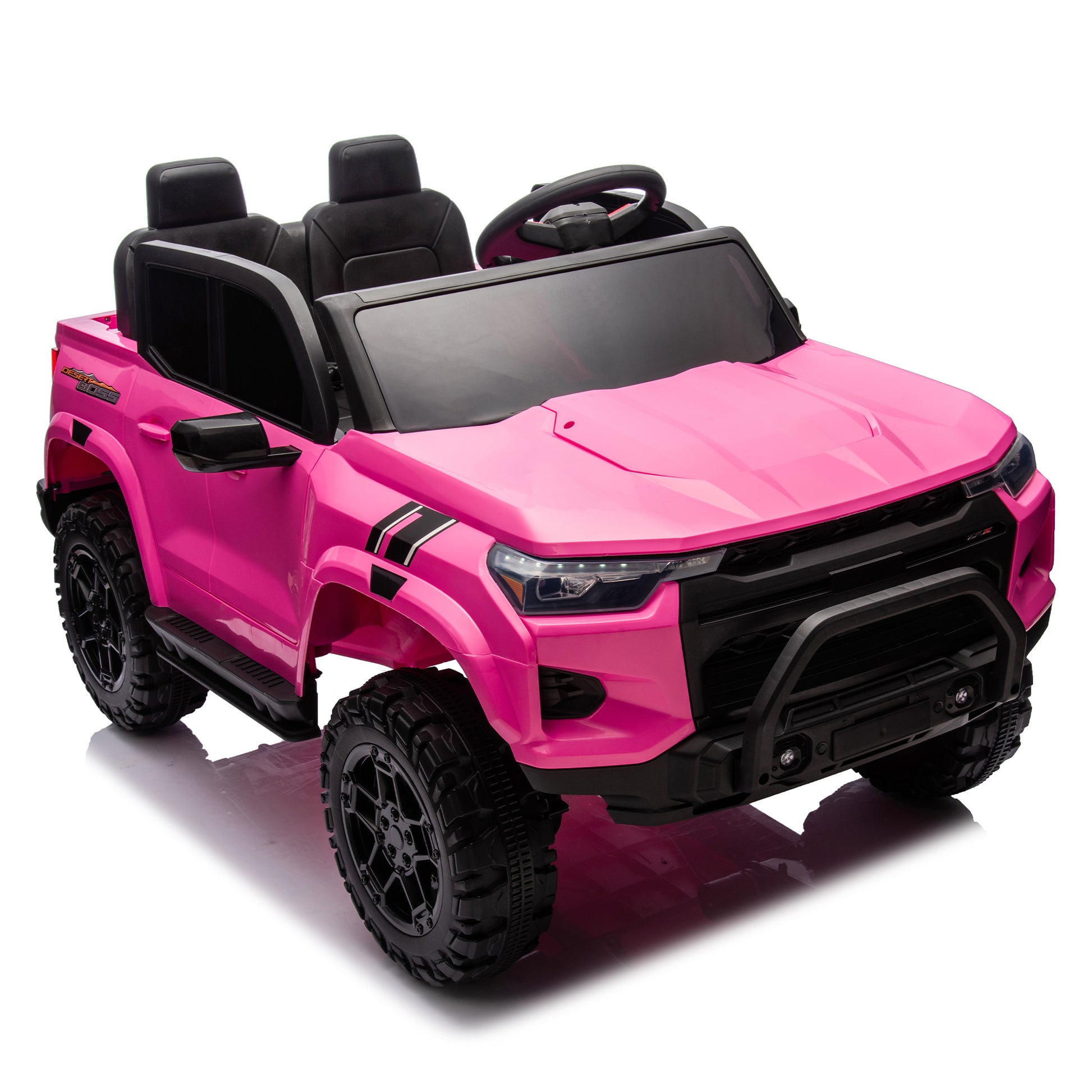 24V10A Two Seater Kids Ride On Electric Pickup, Kids Ride On Toy W Parents Remote Control,4Wd 800W Motors,Two Safety Belts,High Gate Safety Design,Usb,Bluetooth, Speed 2.49 3.73Mph For Kids Aged 3 . Rose Red 50 99 Lbs Polypropylene