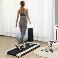 Soozier Under Desk Treadmill, Portable Walking Pad With Foldable Wheels, Remote Control, Led Display, 264 Lbs Weight Capacity, White White Steel