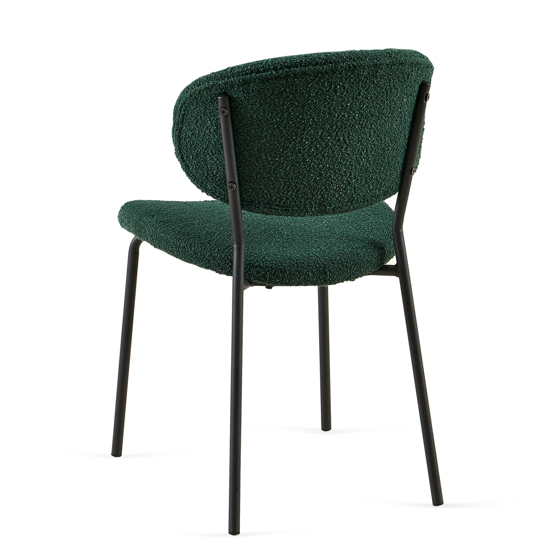 Dark Green Boucle Fabric Dining Chairs Set Of 2,Dining Chairs With Metal Legs For Dining Room, Kitchen, Living Room Metal Plaid Dark Green Dining Room Powder Coated Foam Dry Clean Modern Dining Chairs Solid Back Set Of 2 Foam Boucle