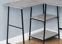 Computer Desk, Home Office, Corner, Storage Shelves, 48"L, L Shape, Work, Laptop, Grey Laminate, Black Metal, Contemporary, Modern Grey Metal