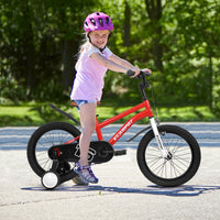 A16114 Kids Bike 16 Inch For Boys & Girls With Training Wheels, Freestyle Kids' Bicycle With Fender. Red Steel