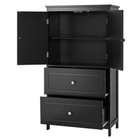 Bathroom Storage Cabinet, Cabinet With Two Doors And Drawers, Adjustable Shelf, Mdf Board, Black Black Mdf