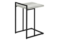 Accent Table, C Shaped, End, Side, Snack, Living Room, Bedroom, Grey Laminate, Black Metal, Contemporary, Modern Grey Particle Board