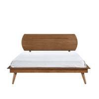 Country Casual Style Queen Platform Bed With Oval Headboard 1Pc Wooden Bedroom Furniture Queen Brown Wood Bedroom Wood