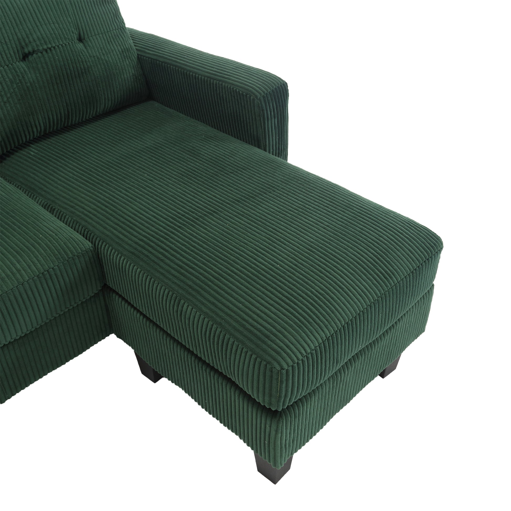 Velvet Sectional Couchl Shaped Sofa With Ottoman For Small Apartment Emerald Velvet 3 Seat