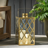 Anton 18"H Stainless Steel Lantern Gold Stainless Steel