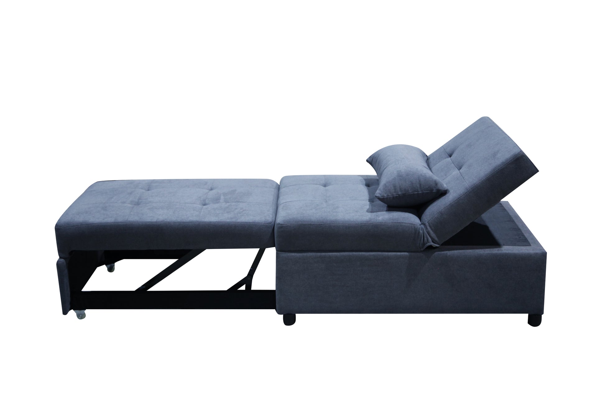 Folding Ottoman Sofa Bed Dark Gray Dark Gray Wood