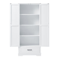 Tall Bathroom Storage Cabinet, Cabinet With Two Doors And One Drawer, Adjustable Shelf, Mdf Board, White White Mdf