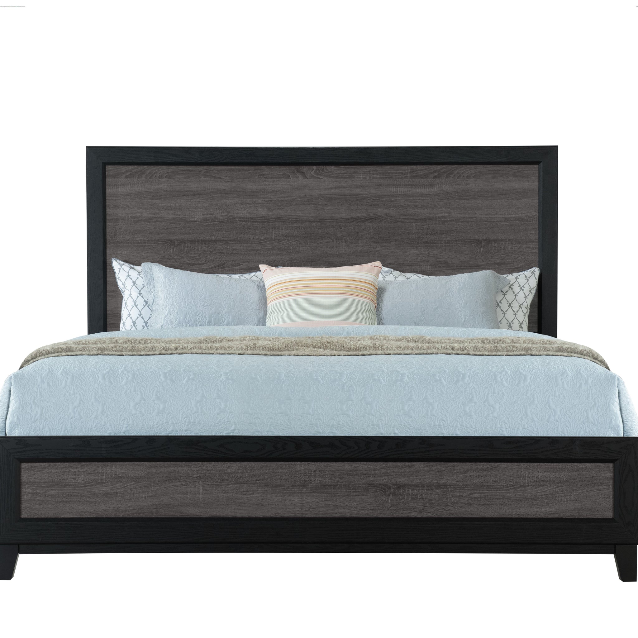 Soluto Grey And Black King Bed Black Gray Solid Wood Mdf